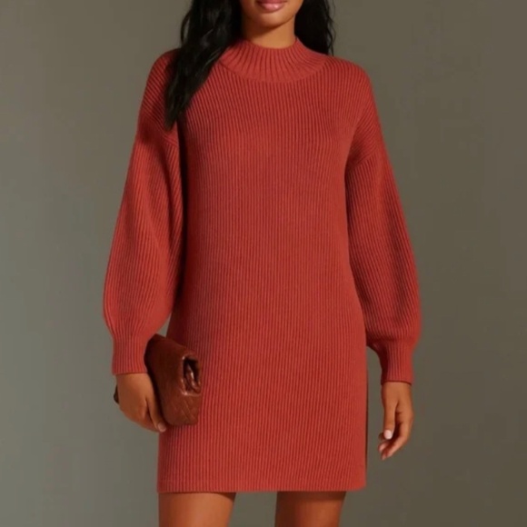 Anthropologie Dresses & Skirts - Maeve Anthropologie Midi Sweater Dress Womens Medium Orange Rust Tunic